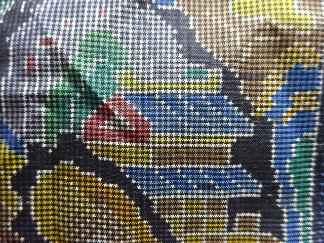 JAPANESE KIMONO / ANTIQUE KIMONO / SILK / DORO OSHIMA TSUMUGI / WOVEN FLOWER CREST / 5MARUKI